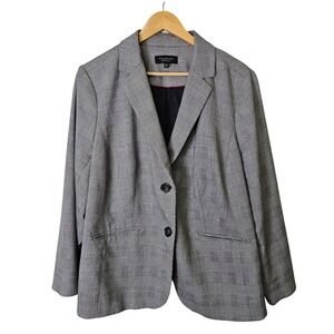 Talbots‎ 20W Petite Black White Plaid Blazer Jacket Office Career Classic Work